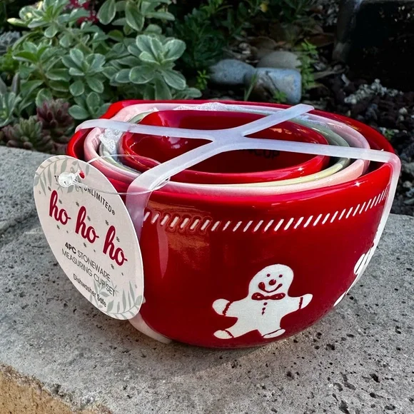 Tabletops unlimited ho ho ho Christmas measuring cups pinkmas pink pastel - Picture 6 of 11